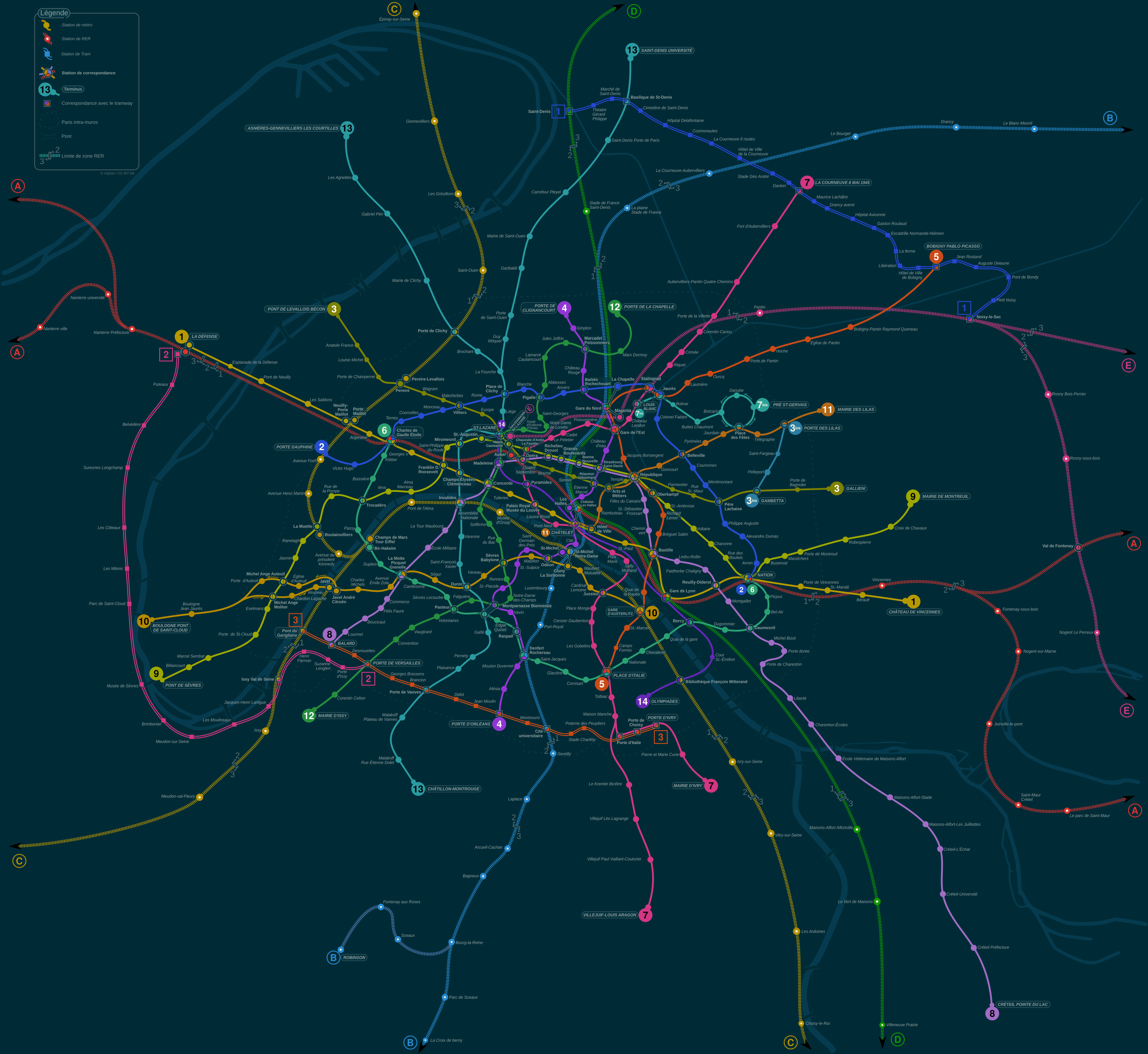Un plan de métro sur fond sombre.